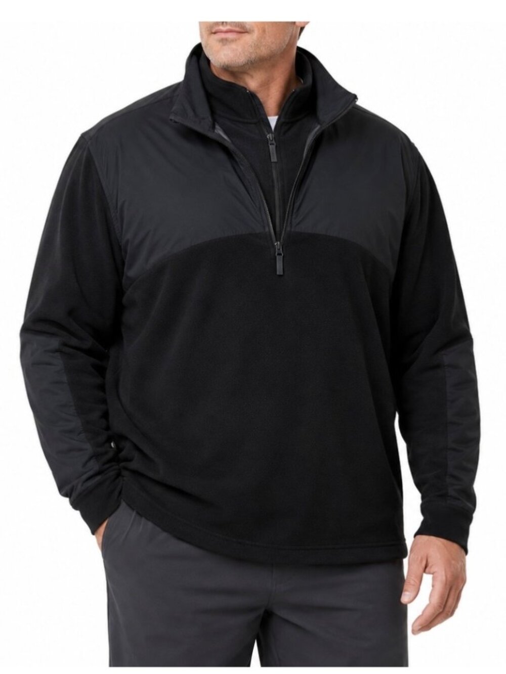 Perry Ellis Sweater  Mens 2XLT Black Motion 1/4 Zip Preppy Collegiate Dad Golf